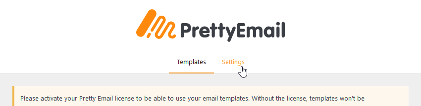 Pretty Email settings tab navigation in WordPress admin