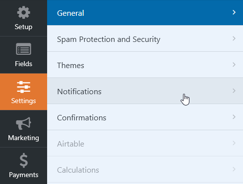 WordPress WPForms menu showing All forms access